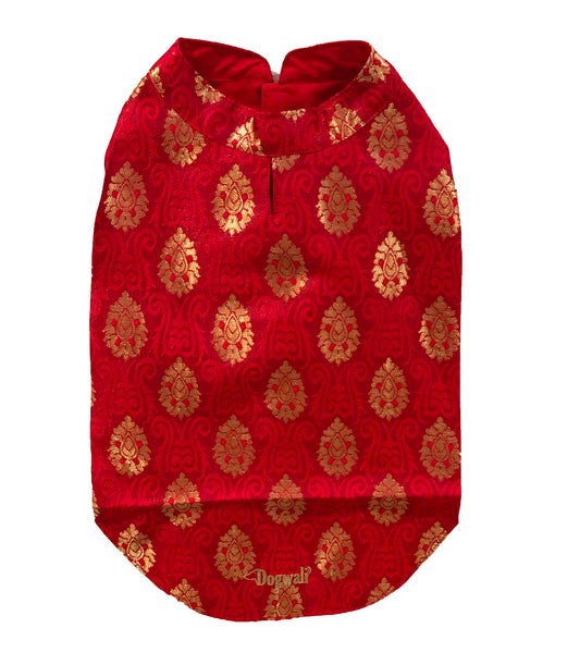 Dogwali Brocade Vest- Red